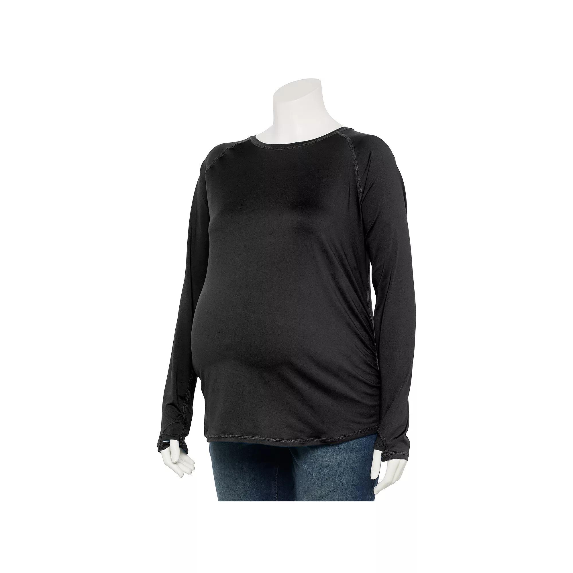 Plus Size Tek Gear® Maternity Dry Tek Long Sleeve Tee, Women's, Size: 3XL, Mineral Black Product Image