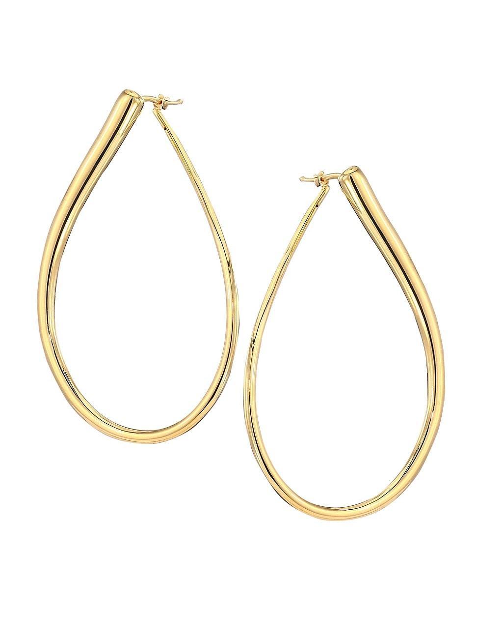 Womens 18K Yellow Gold Teardrop Hoop Earrings Product Image