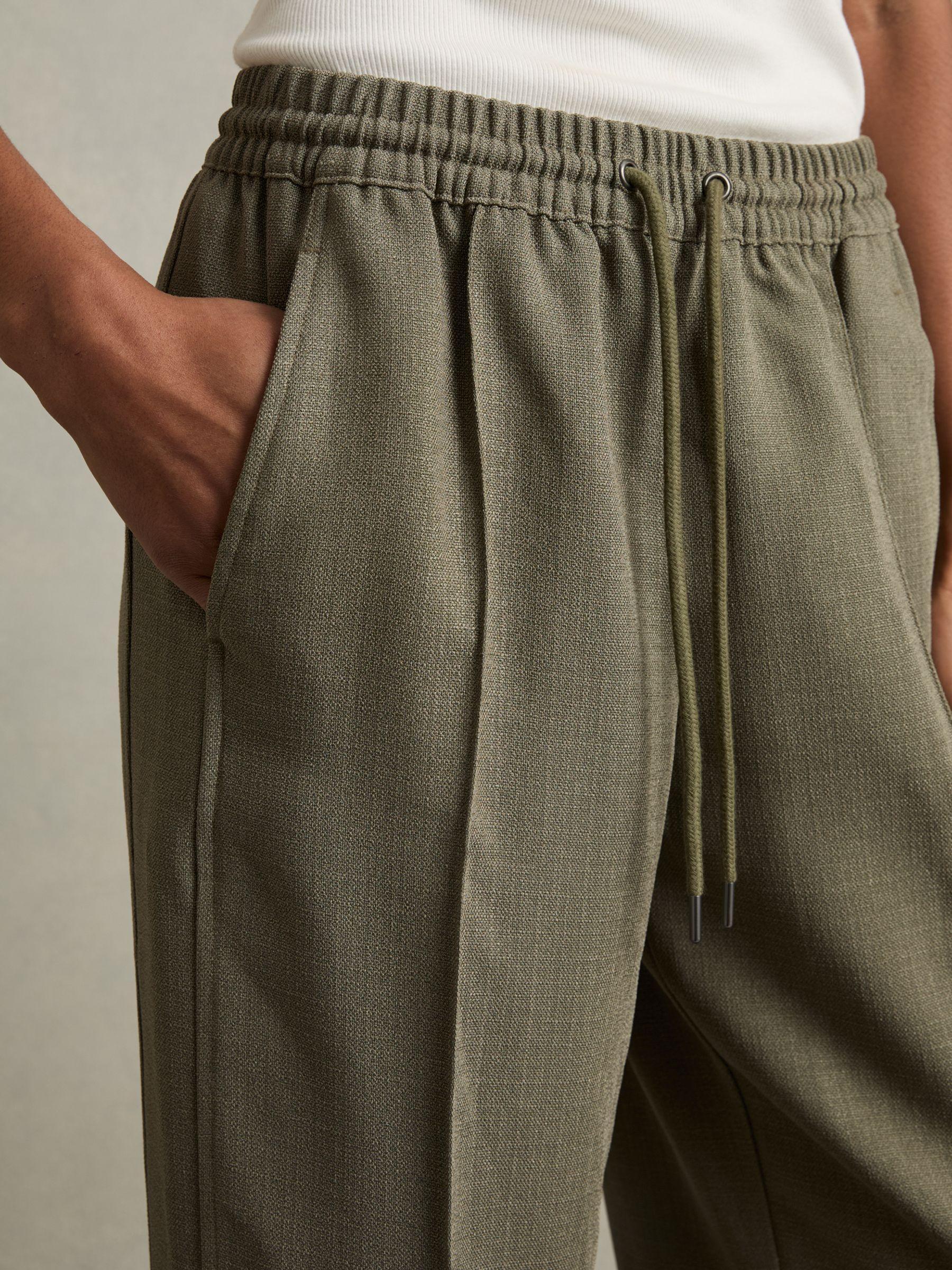 Wide-Leg Drawstring Trousers in Khaki Product Image