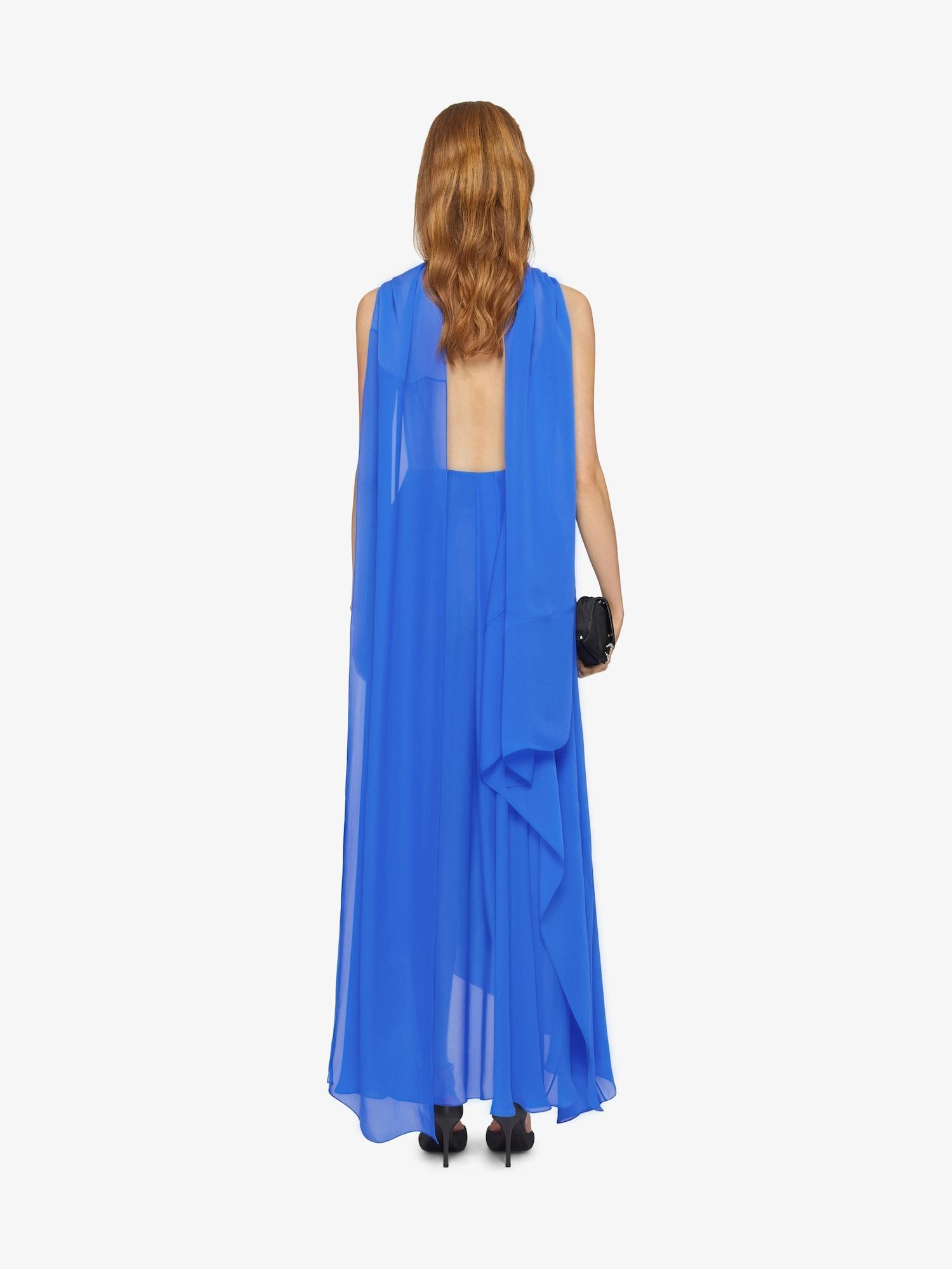 Draped dress in satin with lavallière Product Image