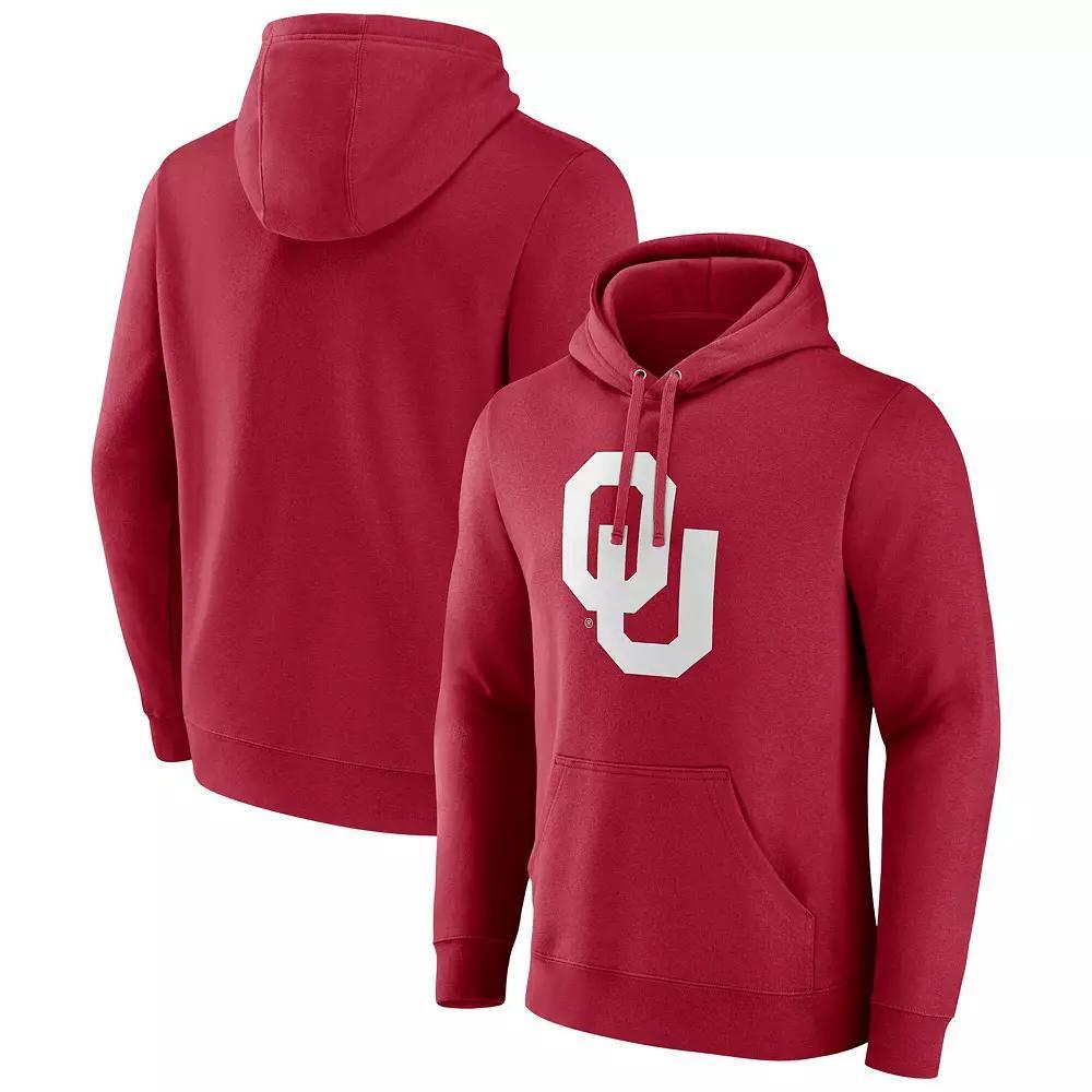 Men's Fanatics Crimson Oklahoma Sooners Applique Fleece Pullover Hoodie,  Product Image