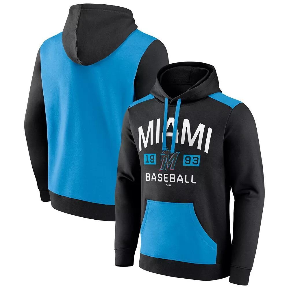 Men's Fanatics Black/Blue Miami Marlins Chip In Team Pullover Hoodie, Size: Large Product Image