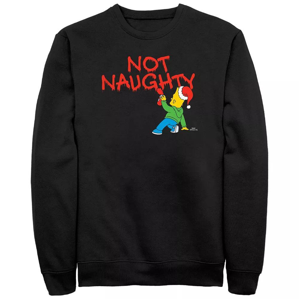 Men's The Simpsons Bart Not Naughty Graffiti Graphic Fleece, Size: XL, Black Product Image