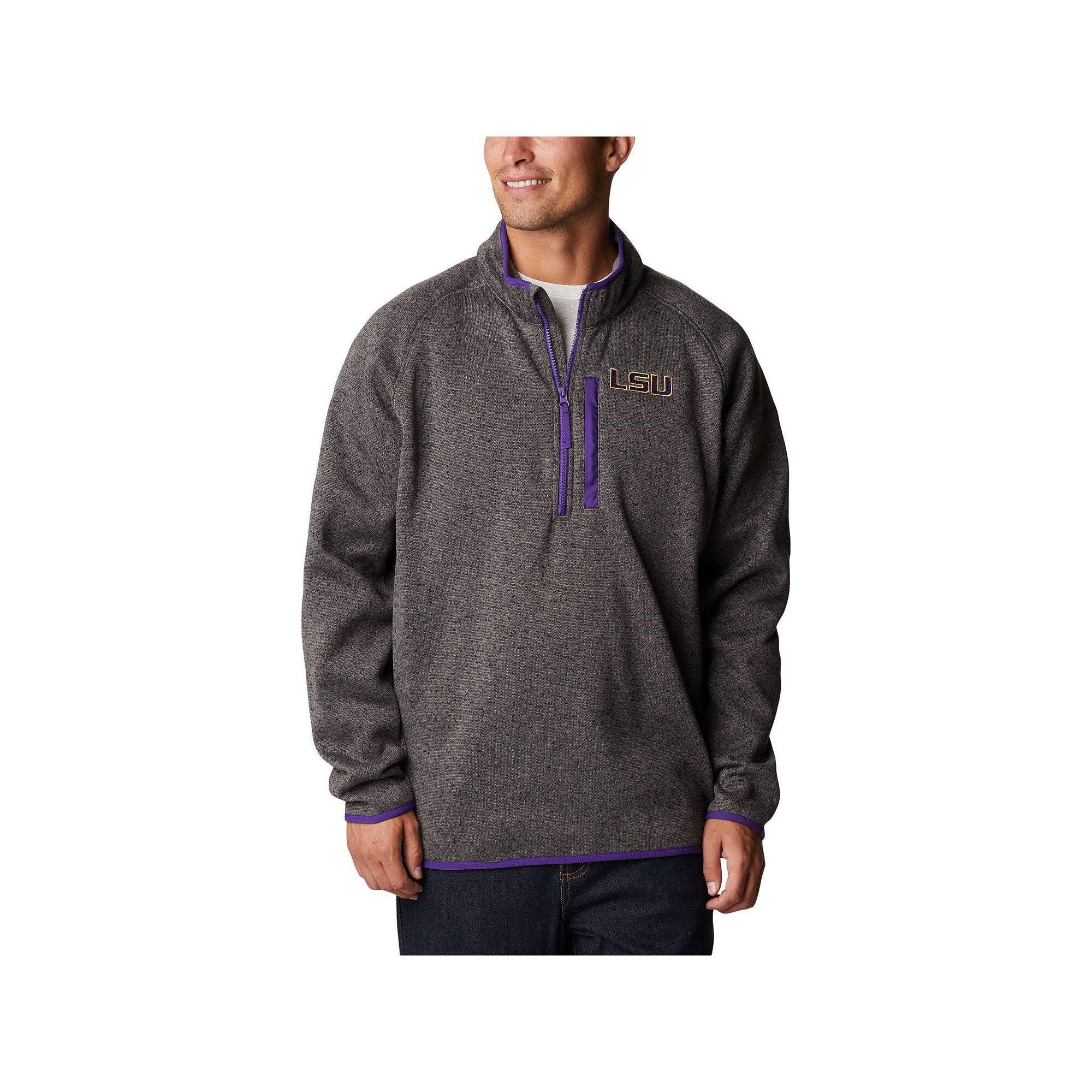 Men's Columbia Charcoal LSU Tigers Canyon Point Omni-Shield Raglan Half-Zip Top, Size: Large, Grey Product Image