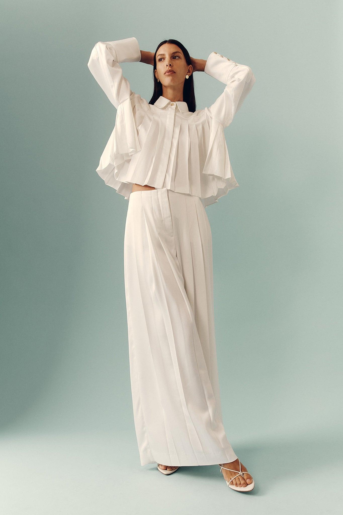 Estrade Pleated Crop Shirt Product Image