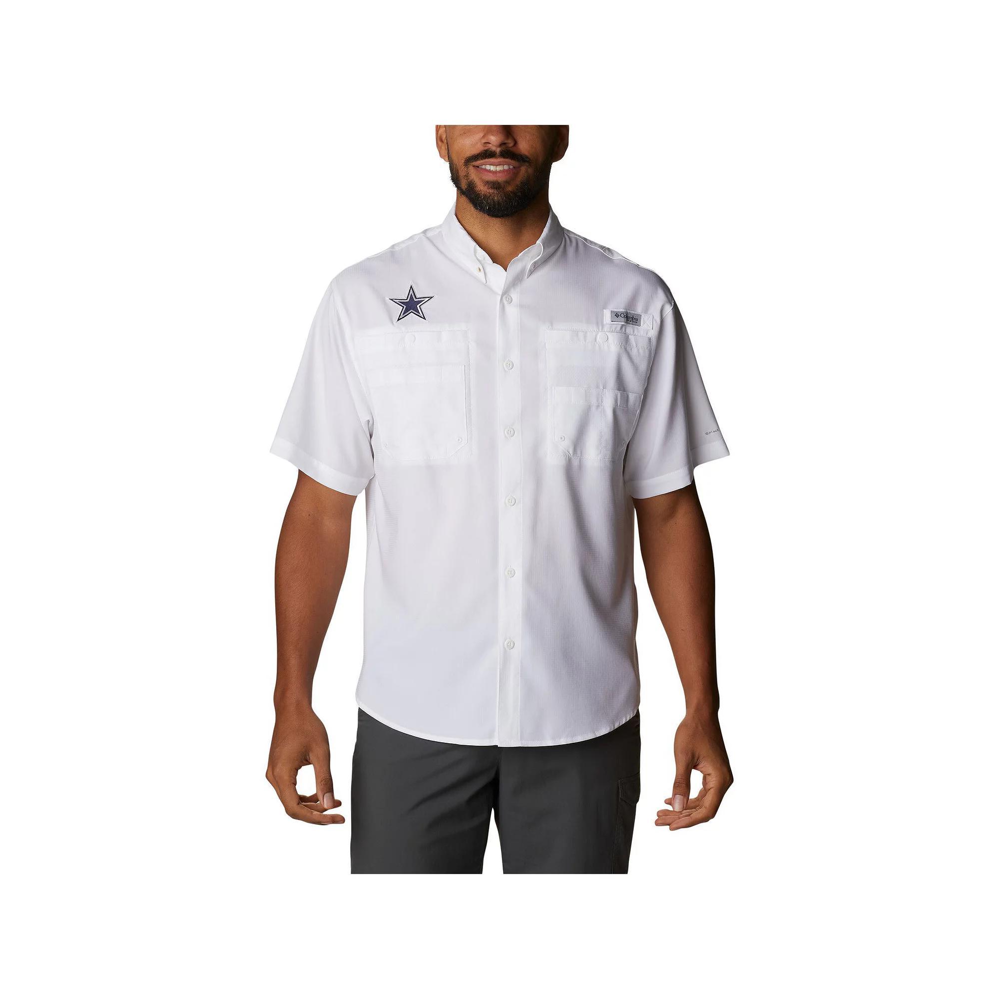 Men's Columbia White Dallas Cowboys Tamiami Omni-Shade Button-Down Short Sleeve Shirt, Size: LT Product Image