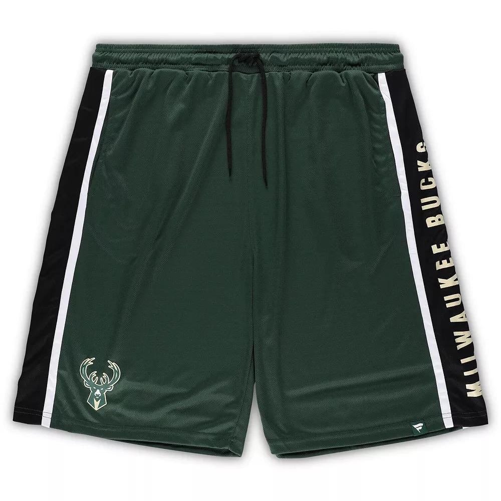 Men's Fanatics Branded Hunter Green Milwaukee Bucks Big & Tall Referee Iconic Mesh Shorts,  Product Image