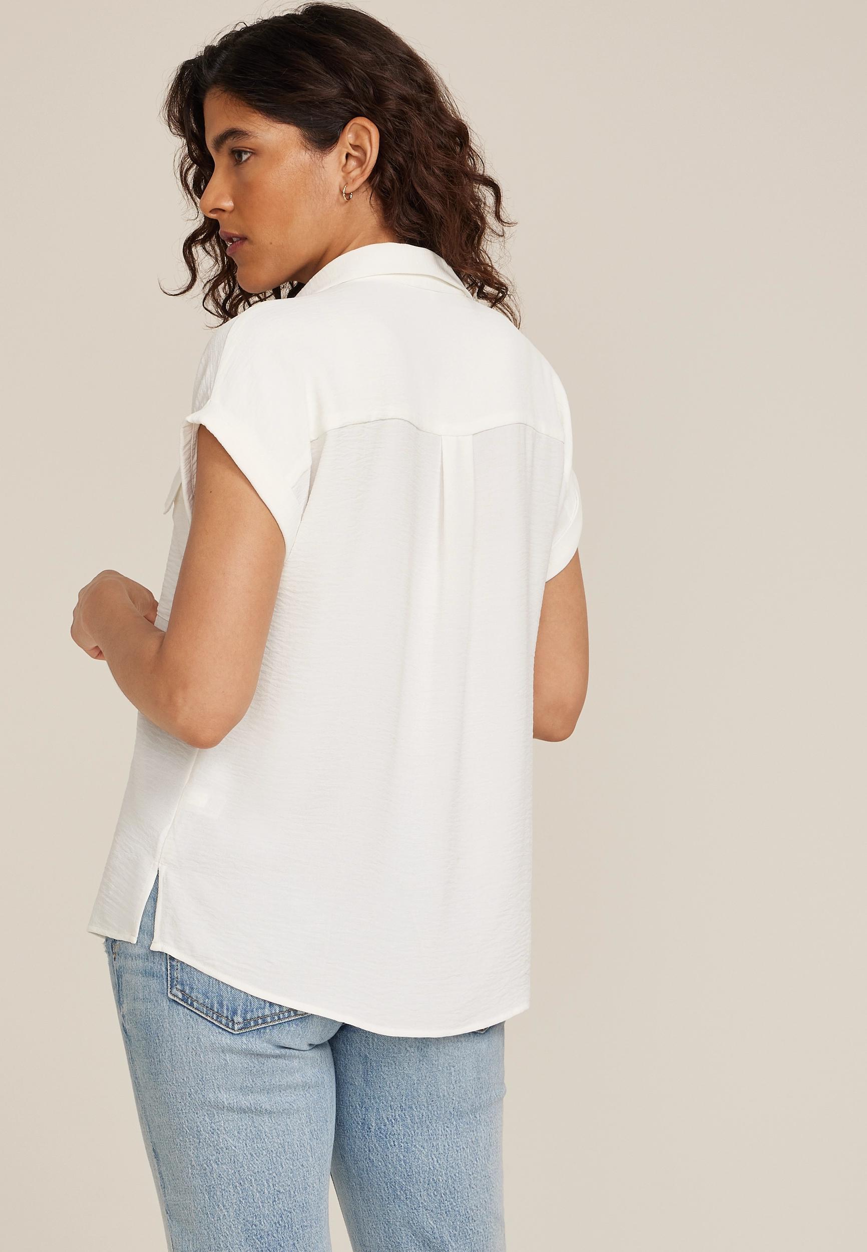Short Sleeve Button Down Blouse Product Image