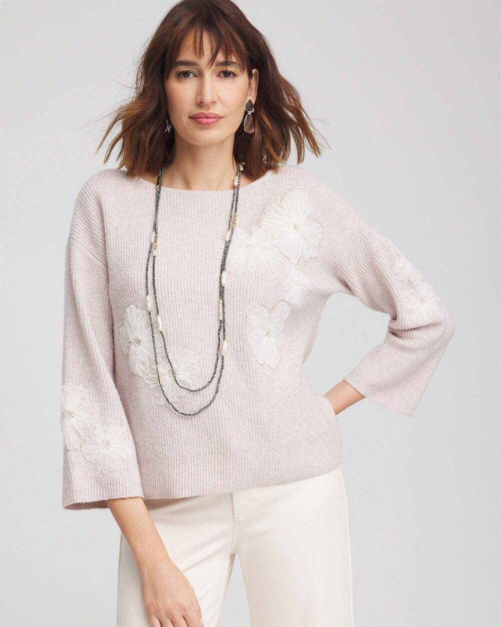 Tulle Floral Pullover Sweater Product Image