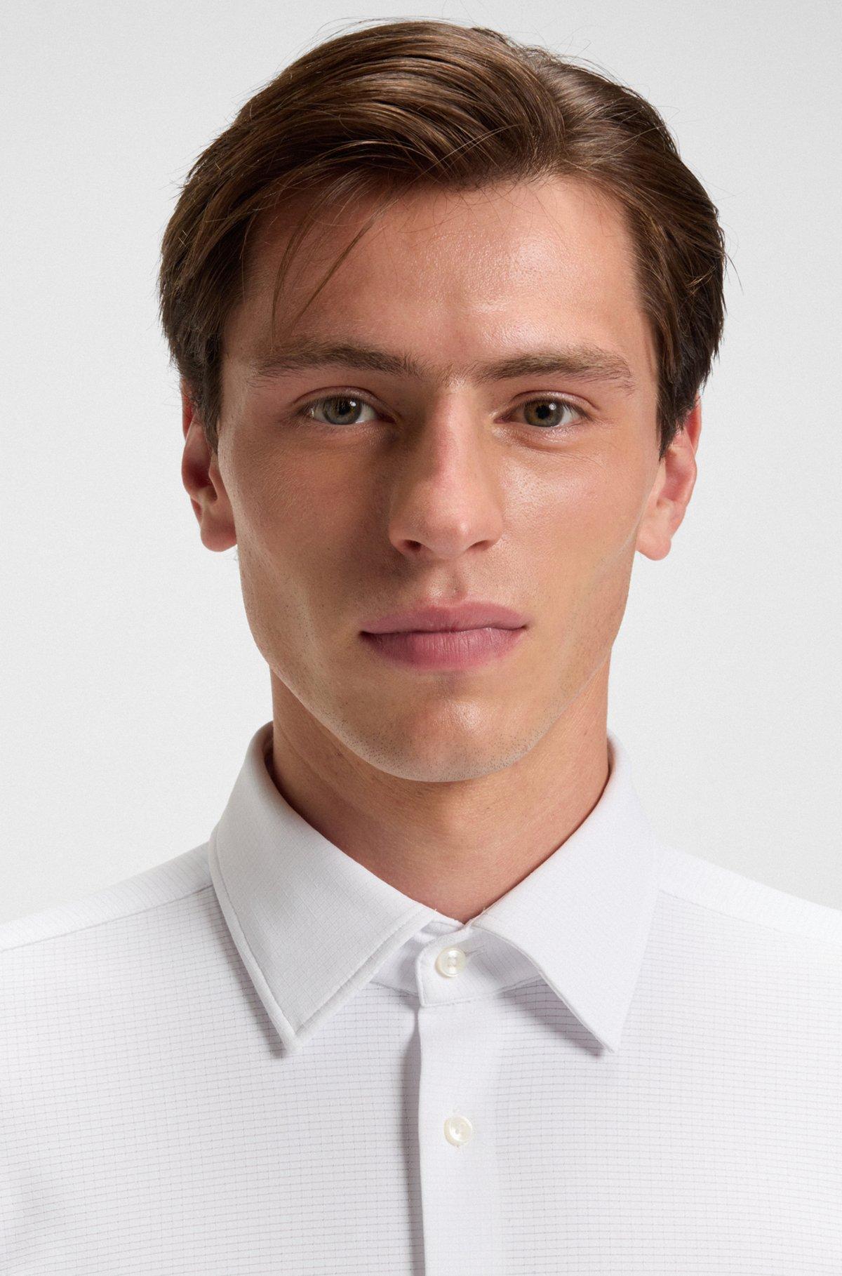 Slim-fit shirt in textured performance-stretch jersey Product Image