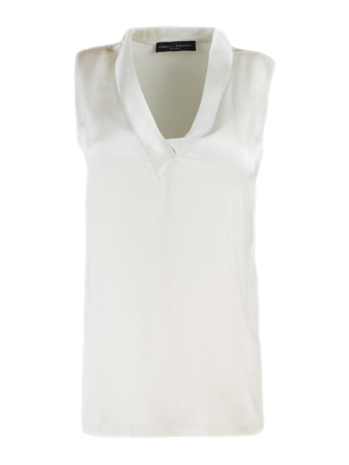 FABIANA FILIPPI Silk Top In White Product Image