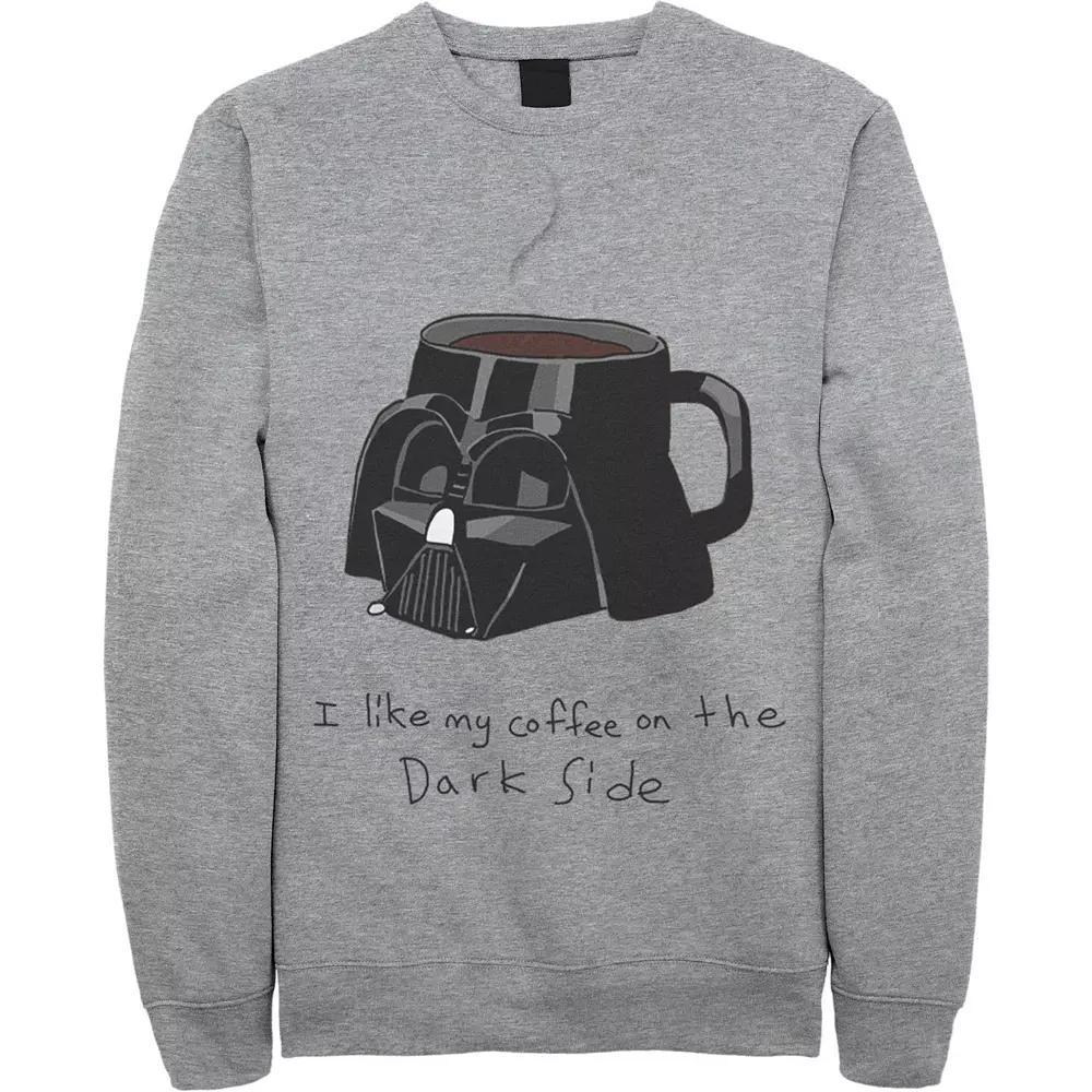 Men's Star Wars Darth Vader Mug I Like My Coffee On The Dark Side Sweatshirt, Size: Large, Athletic Grey Product Image