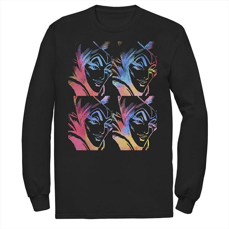 Disney's Villains Sleeping Beauty Maleficent Men's Stencil Panels Long Sleeve Tee, Size: Medium, Black Product Image