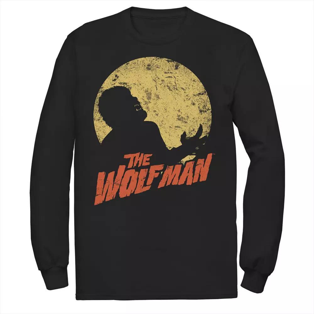 Men's Universal Monsters The Wolfman Moonlit Silhouette Long Sleeve Tee, Size: XL, Black Product Image