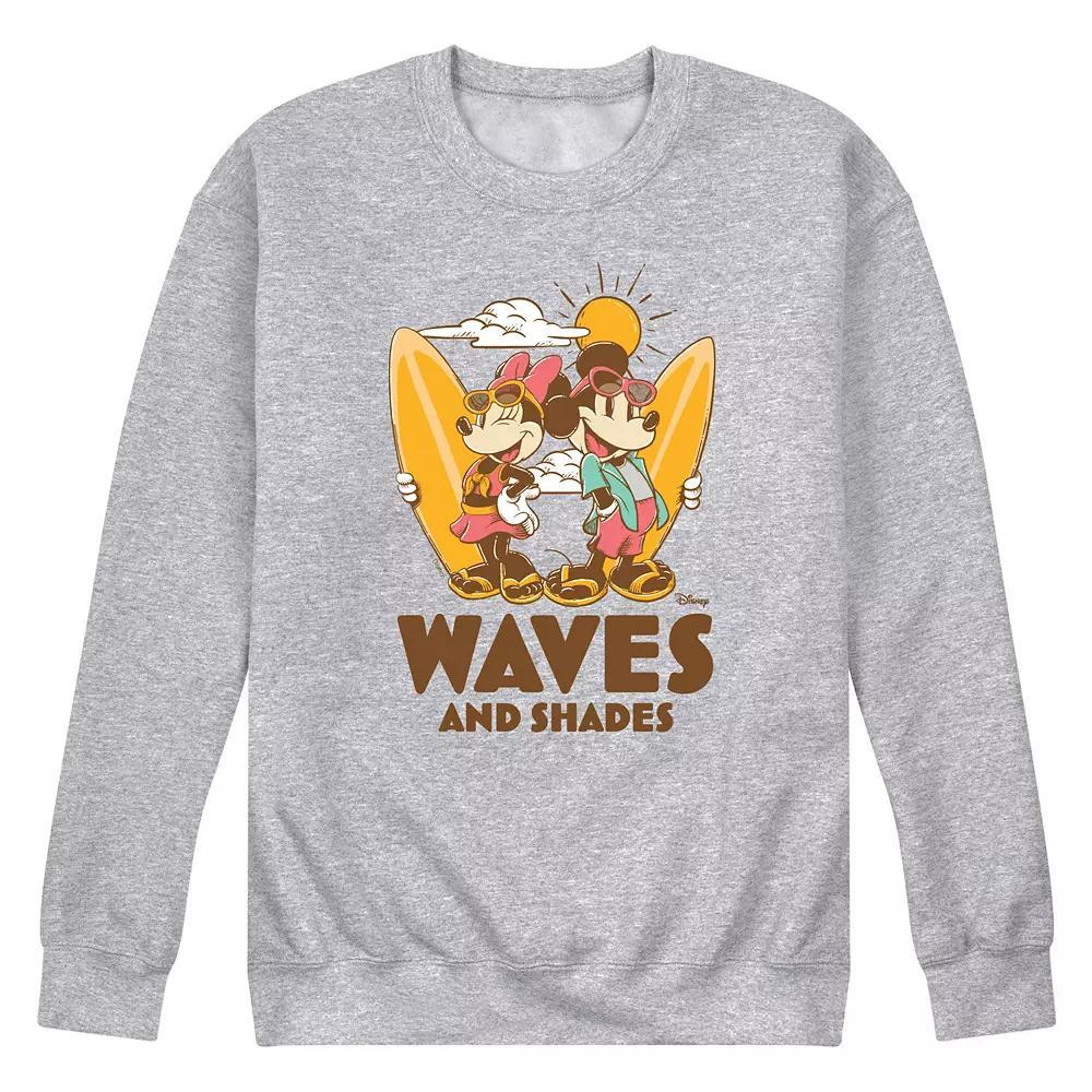 Disney's Mickey & Minnie Mouse Men's Waves And Shades Fleece Sweatshirt, Size: XXL, Grey Gray Product Image