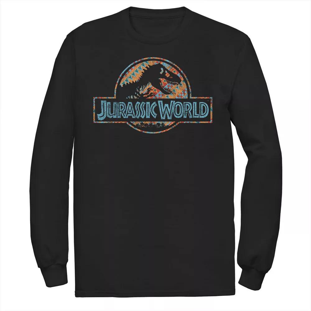 Men's Jurassic World Geometric Shape Pattern Logo Long Sleeve Graphic Tee,  Product Image