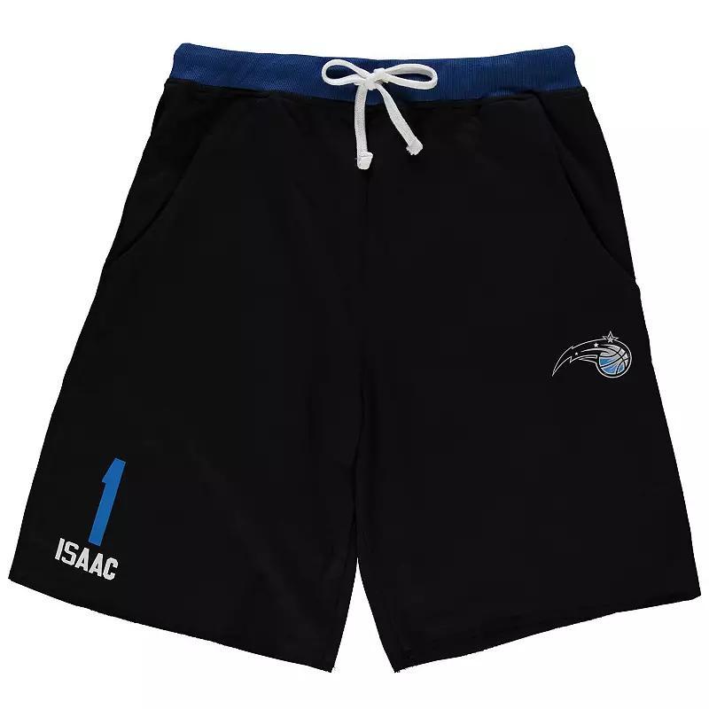 Men's Jonathan Isaac Black Orlando Magic Big & Tall French Terry Name & Number Shorts, Size: XLT, Mag Black Product Image