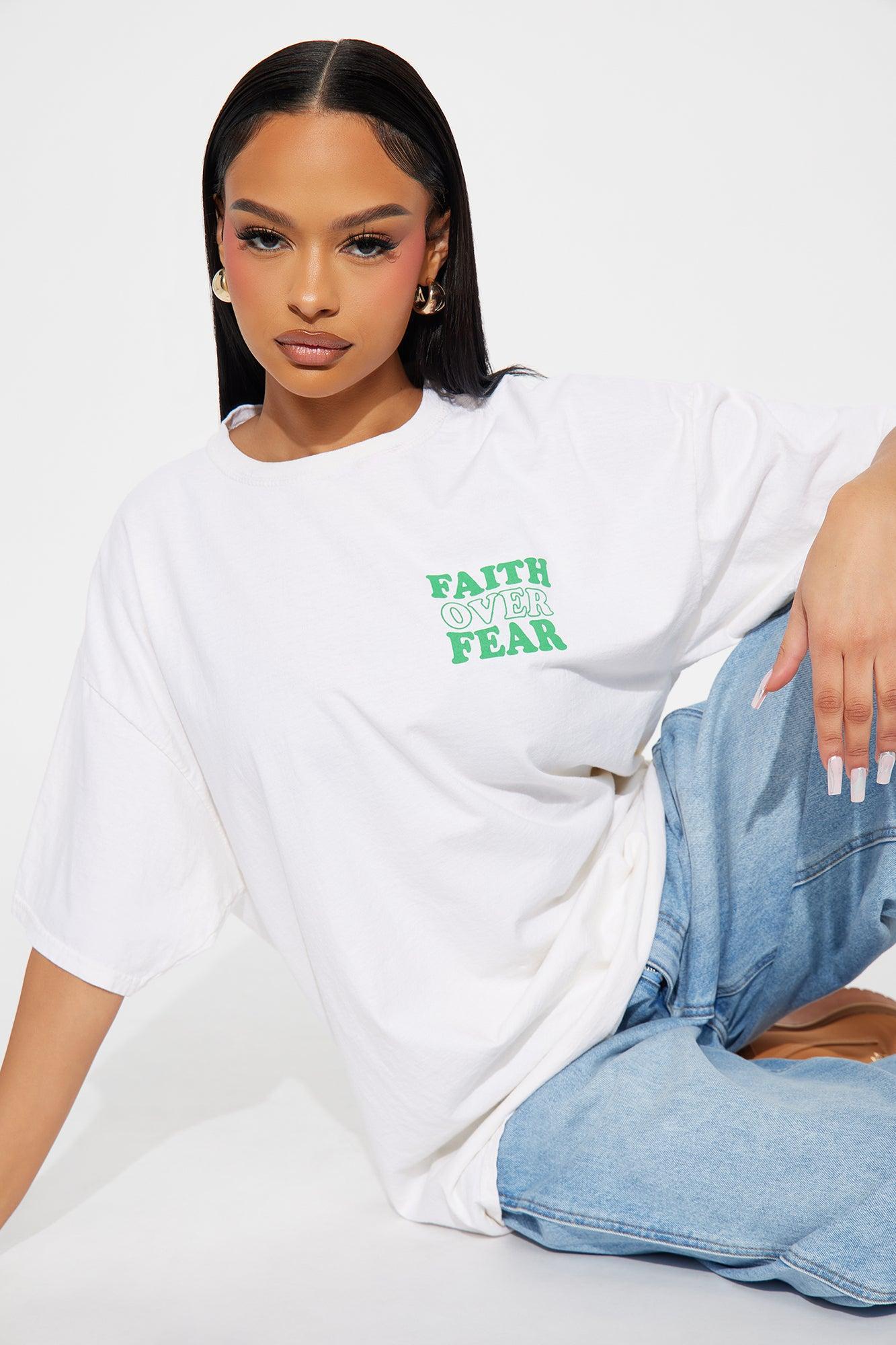 Faith Over Fear Always Washed Oversized Tee - Natural Product Image