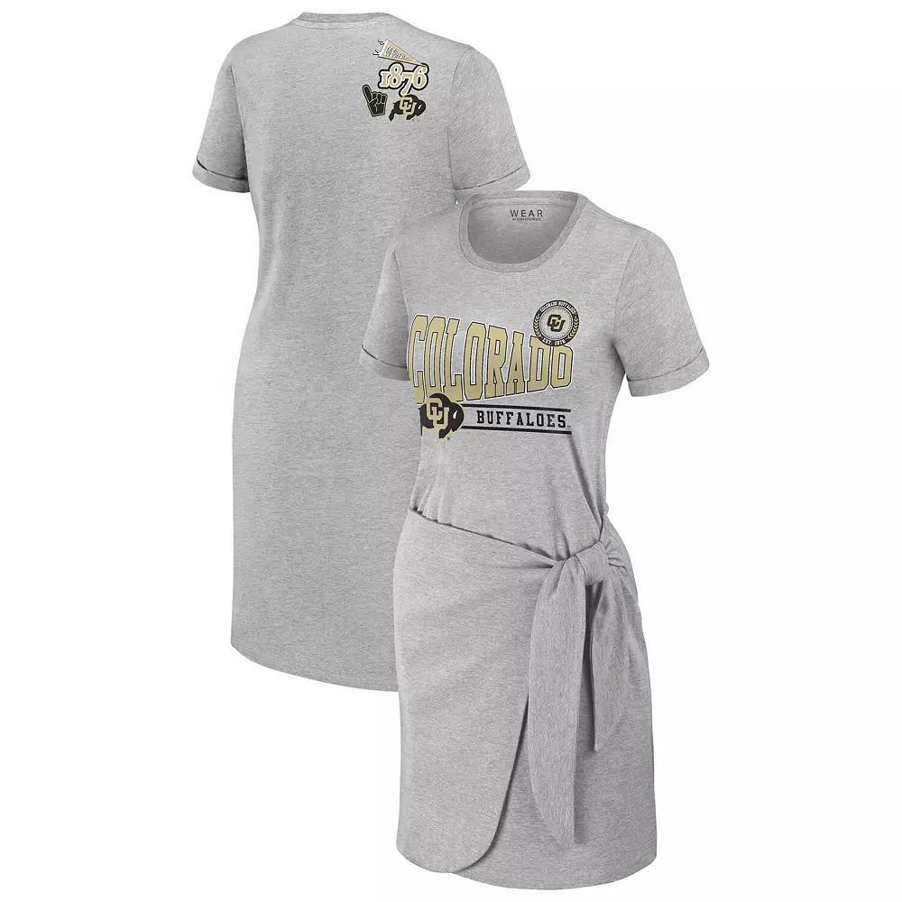 Women's WEAR by Erin Andrews Heather Gray Colorado Buffaloes Knotted T-Shirt Dress,  Product Image