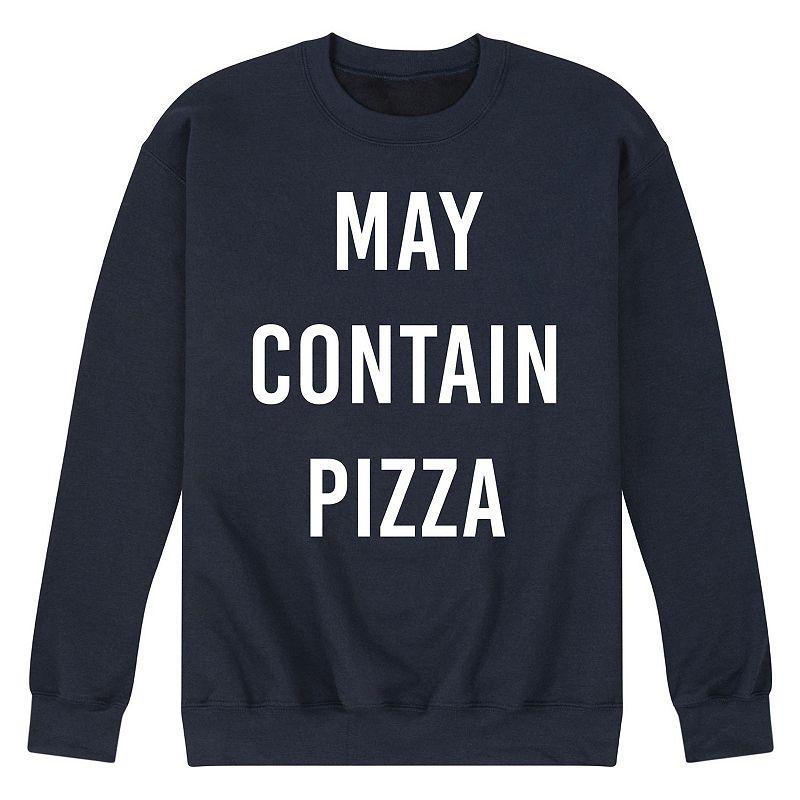 Mens May Contain Pizza Fleece Sweatshirt Blue Product Image