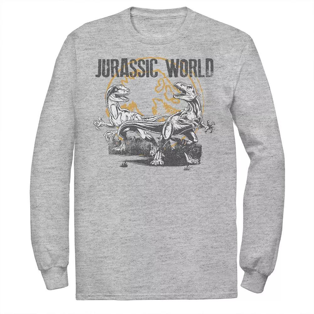 Men's Jurassic World Distressed Raptor Battle Tee, Size: Large, Athletic Grey Product Image