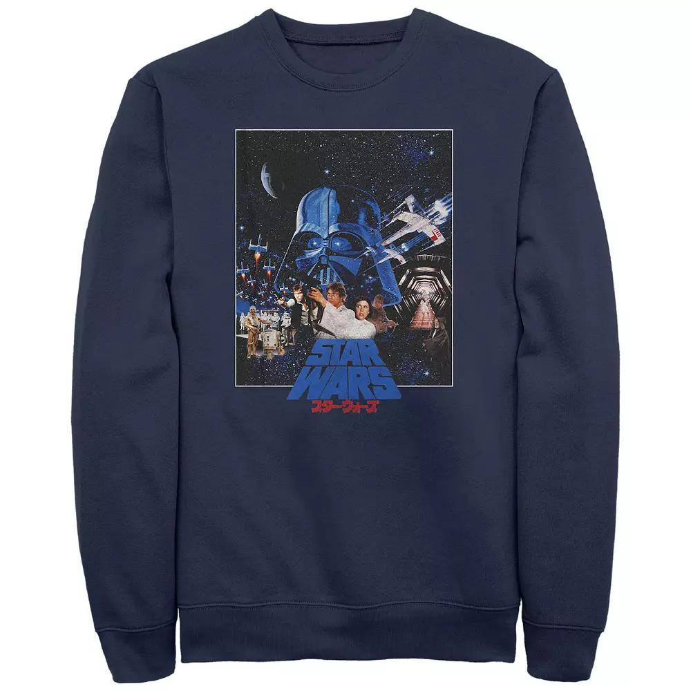 Mens Star Wars Classic Scenes Poster Graphic Fleece Blue Product Image