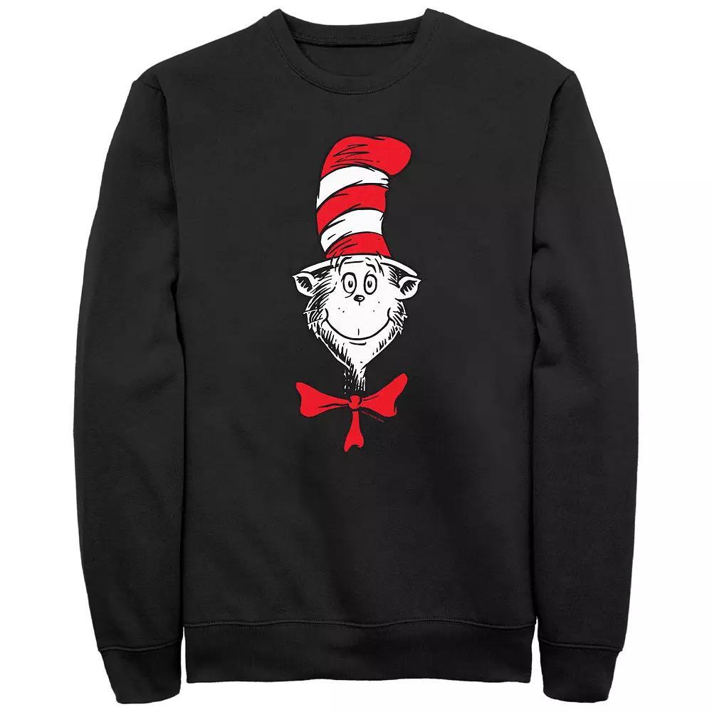 Men's Dr. Seuss The Cat In The Hat Face Graphic Fleece, Size: Small, Black Product Image
