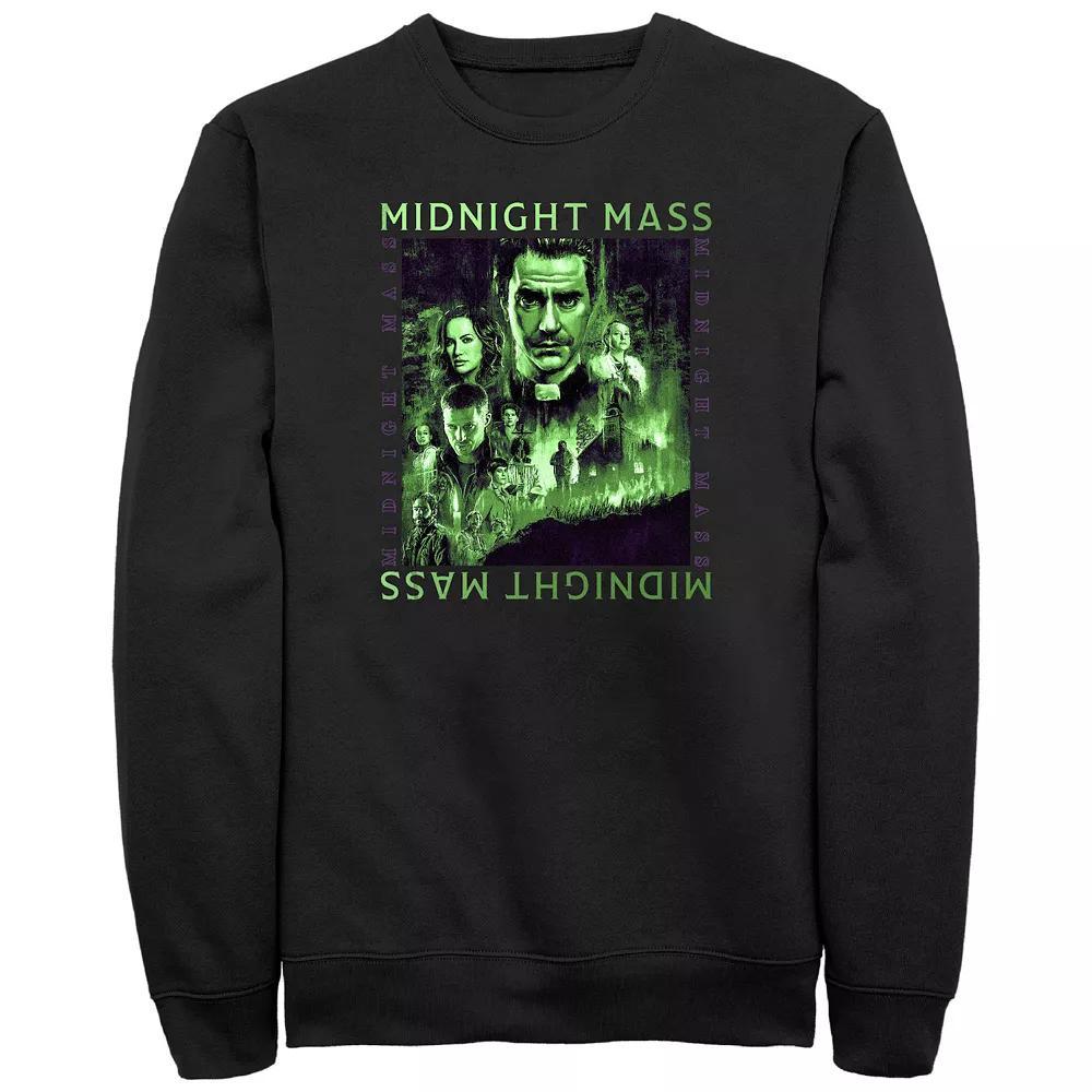 Men's Midnight Mass Green Lights Poster Graphic Fleece, Size: 4XL, Black Product Image