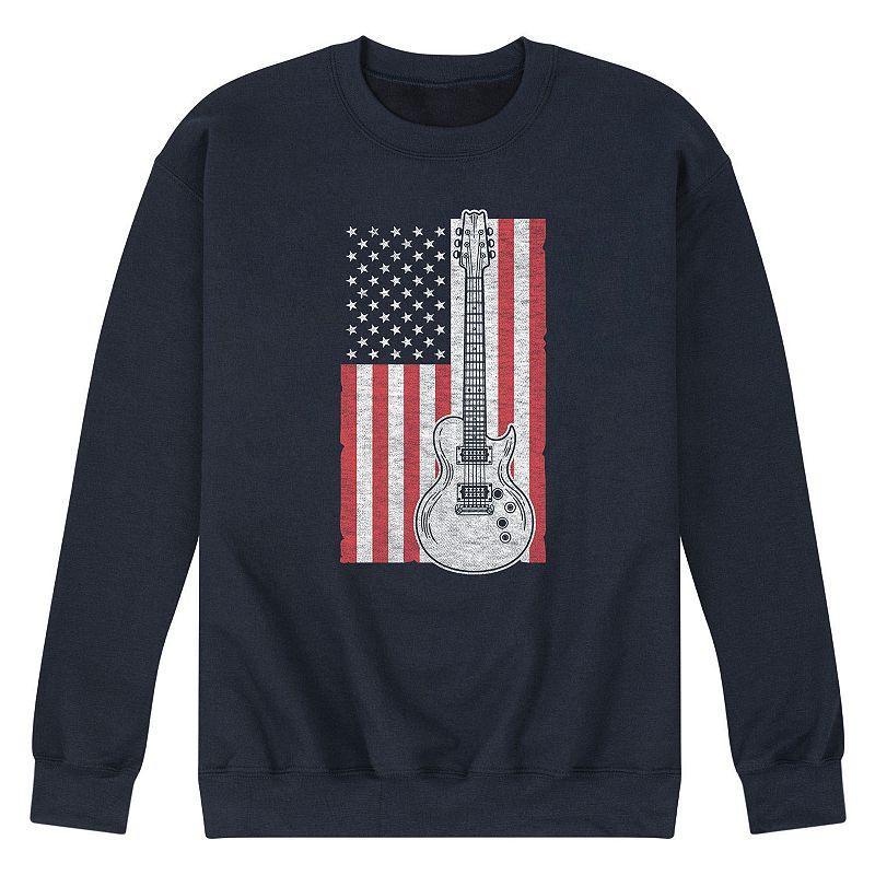 Men's USA Flag Guitar Graphic Fleece, Size: Medium, Blue Product Image