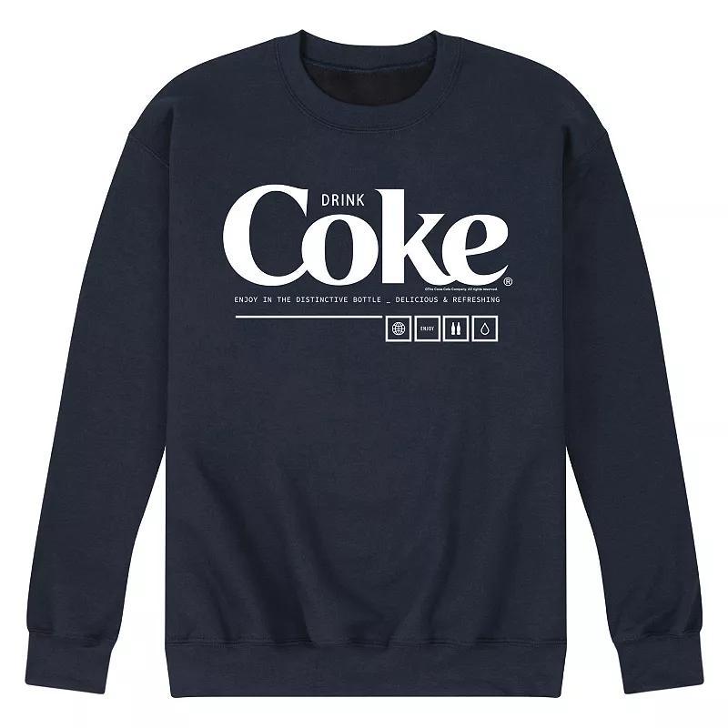 Mens Coca-Cola Drink Coke Enjoy Graphic Fleece Sweatshirt Blue Product Image