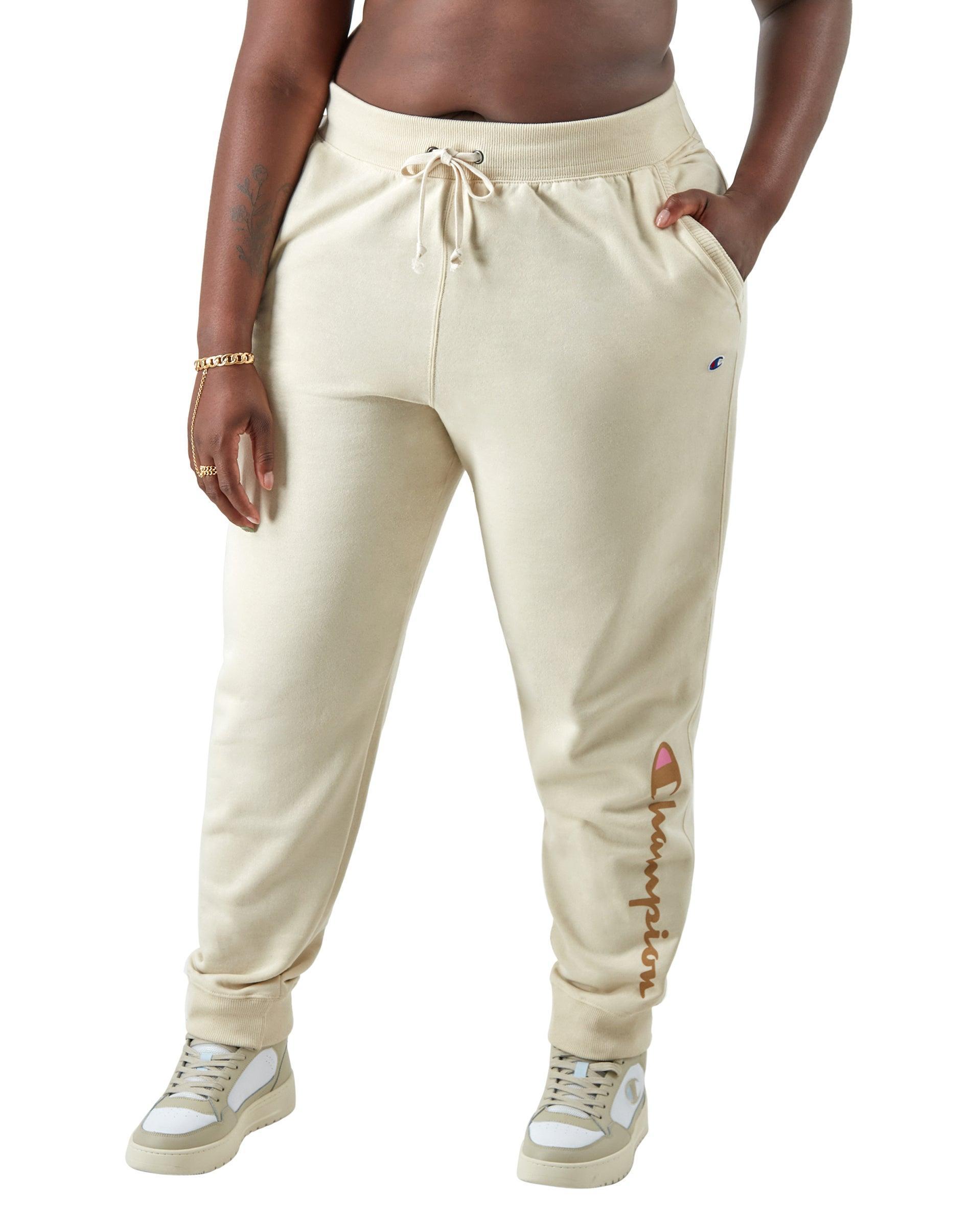 Womens Champion Powerblend Joggers, Script Logo, 29 (Plus Size) Oxford Grey 3X Product Image