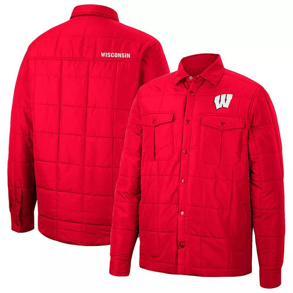 Men's Colosseum Red Wisconsin Badgers Detonate Quilted Full-Snap Jacket,  Product Image