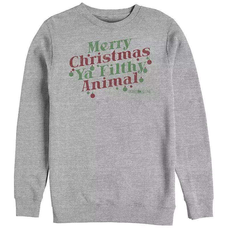 Big & Tall Home Alone Merry Christmas Ya Filthy Animal Graphic Fleece, Mens Athletic Grey Product Image