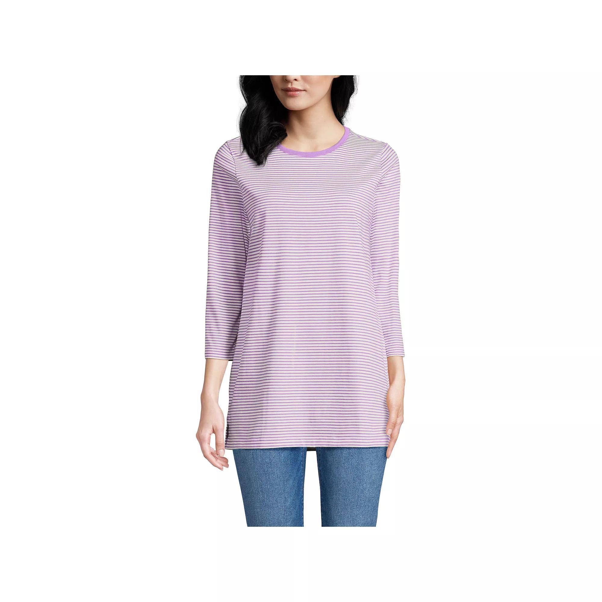 Petite Lands' End 3/4-Sleeve Supima Cotton Crewneck Tunic, Women's,  Product Image