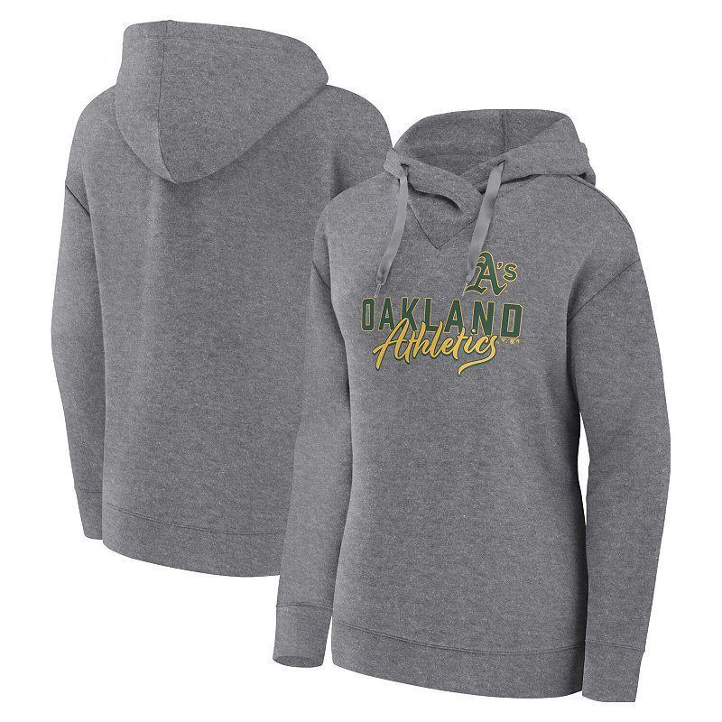 Women's Fanatics Branded Heather Gray Oakland Athletics Script Favorite Pullover Hoodie, Size: Medium, Grey Product Image