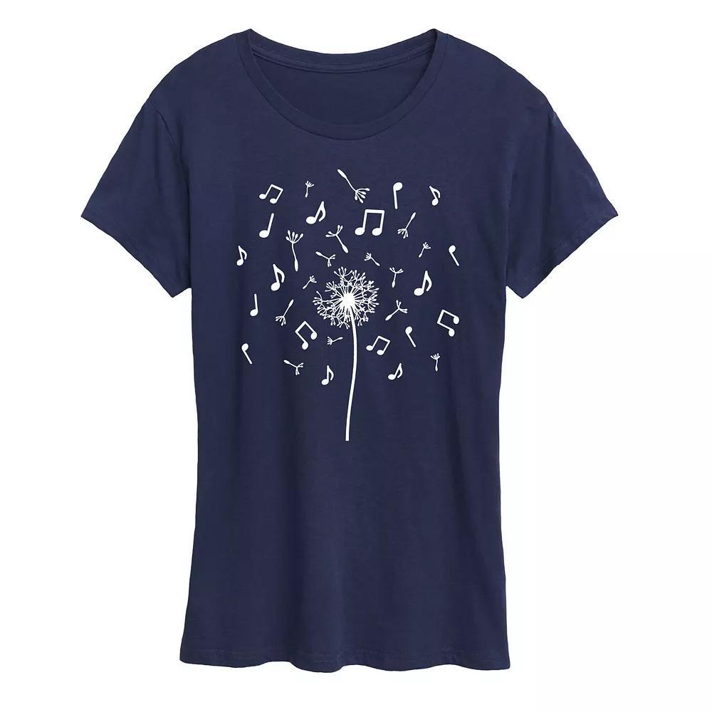 Women's Music Note Dandelion Graphic Tee,  Product Image