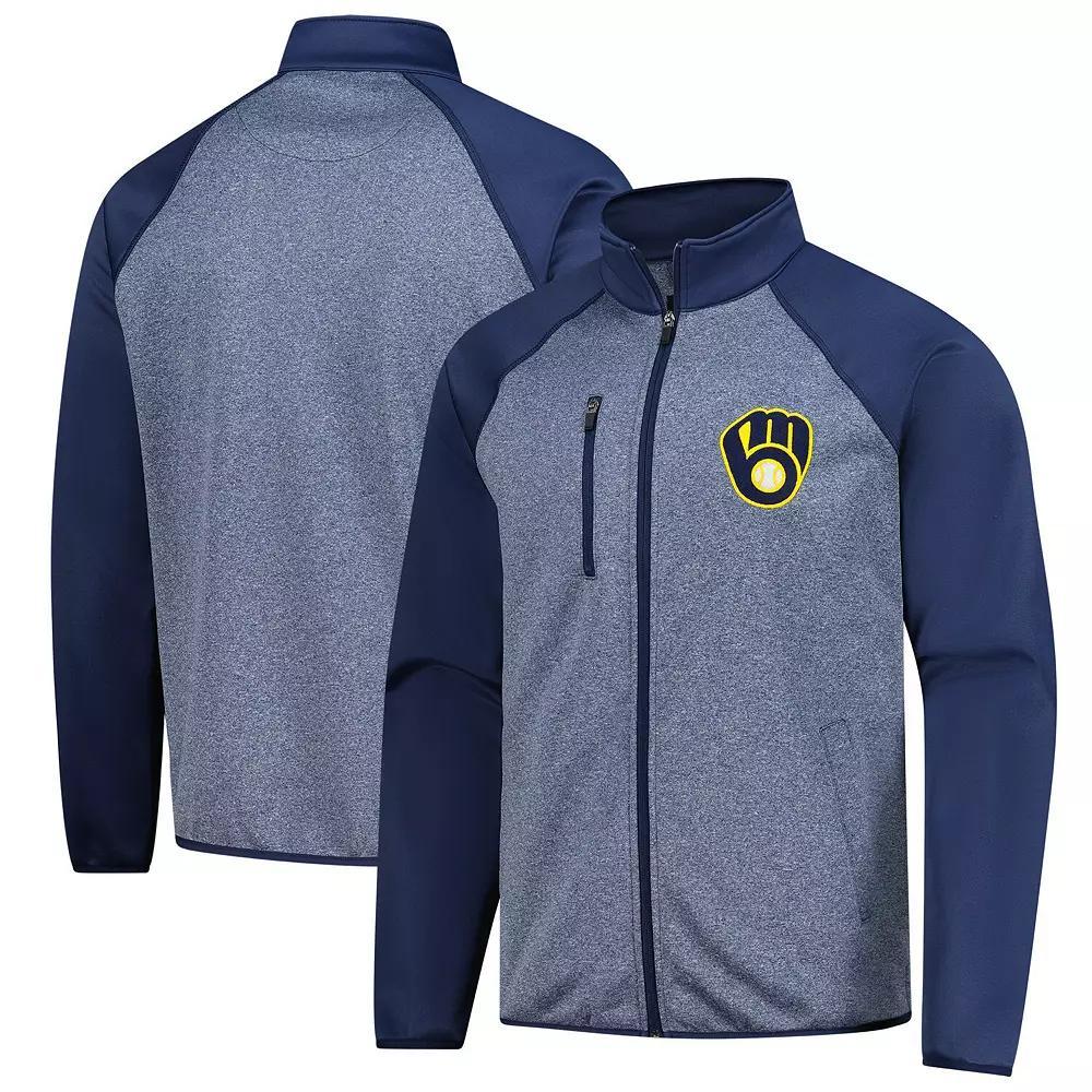 Men's G-III Sports by Carl Banks Navy Milwaukee Brewers Runners Raglan Full-Zip Track Jacket,  Product Image