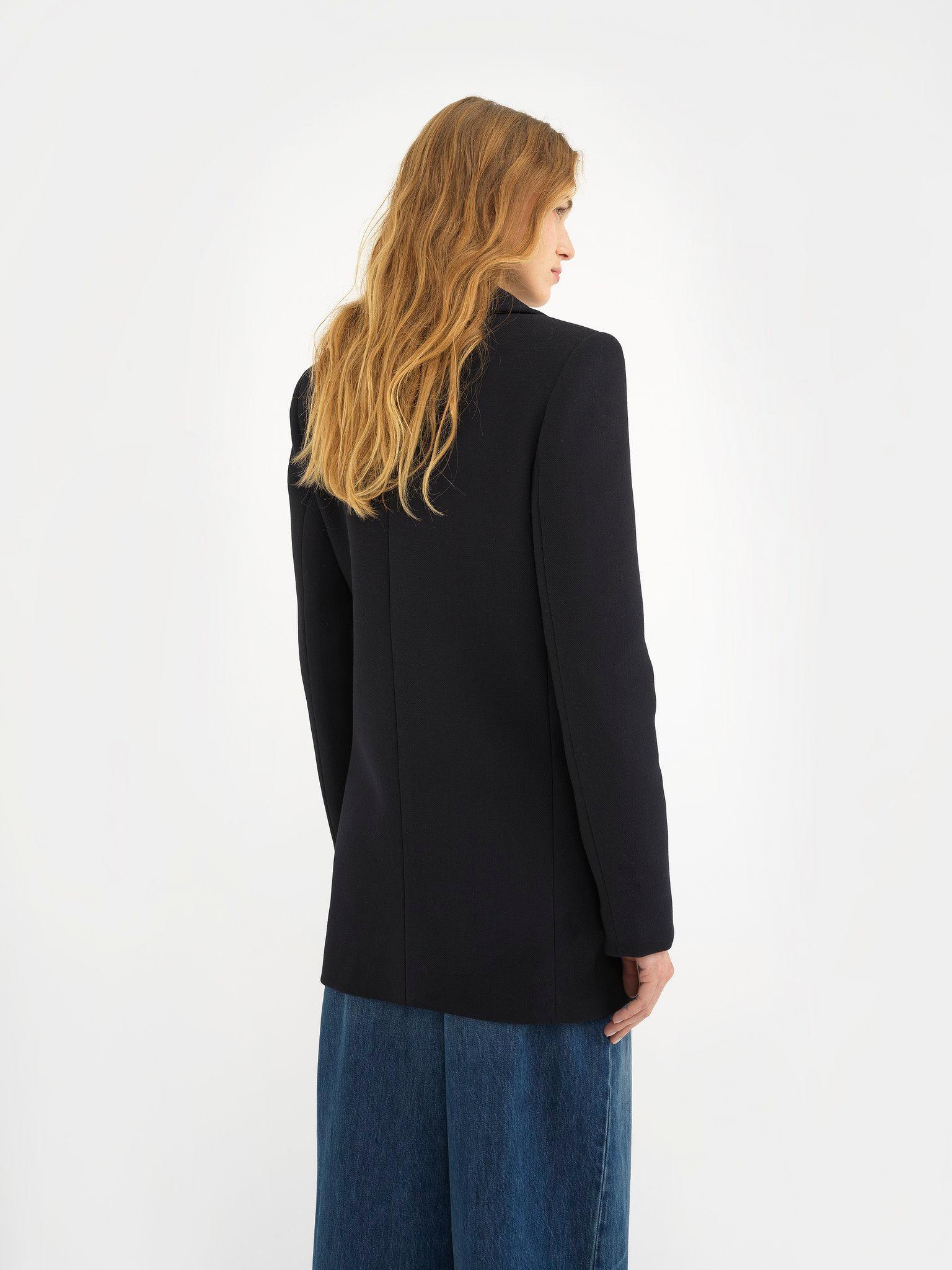 Pea coat in double wool crêpe Product Image