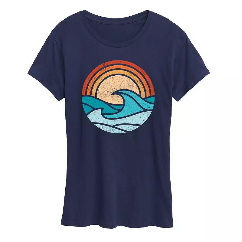 Women's Wave Scene Graphic Tee, Size: XL, Blue Product Image