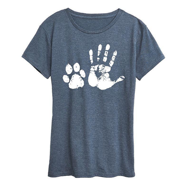 Women's Hand And Paw Print Graphic Tee, Girl's,  Product Image