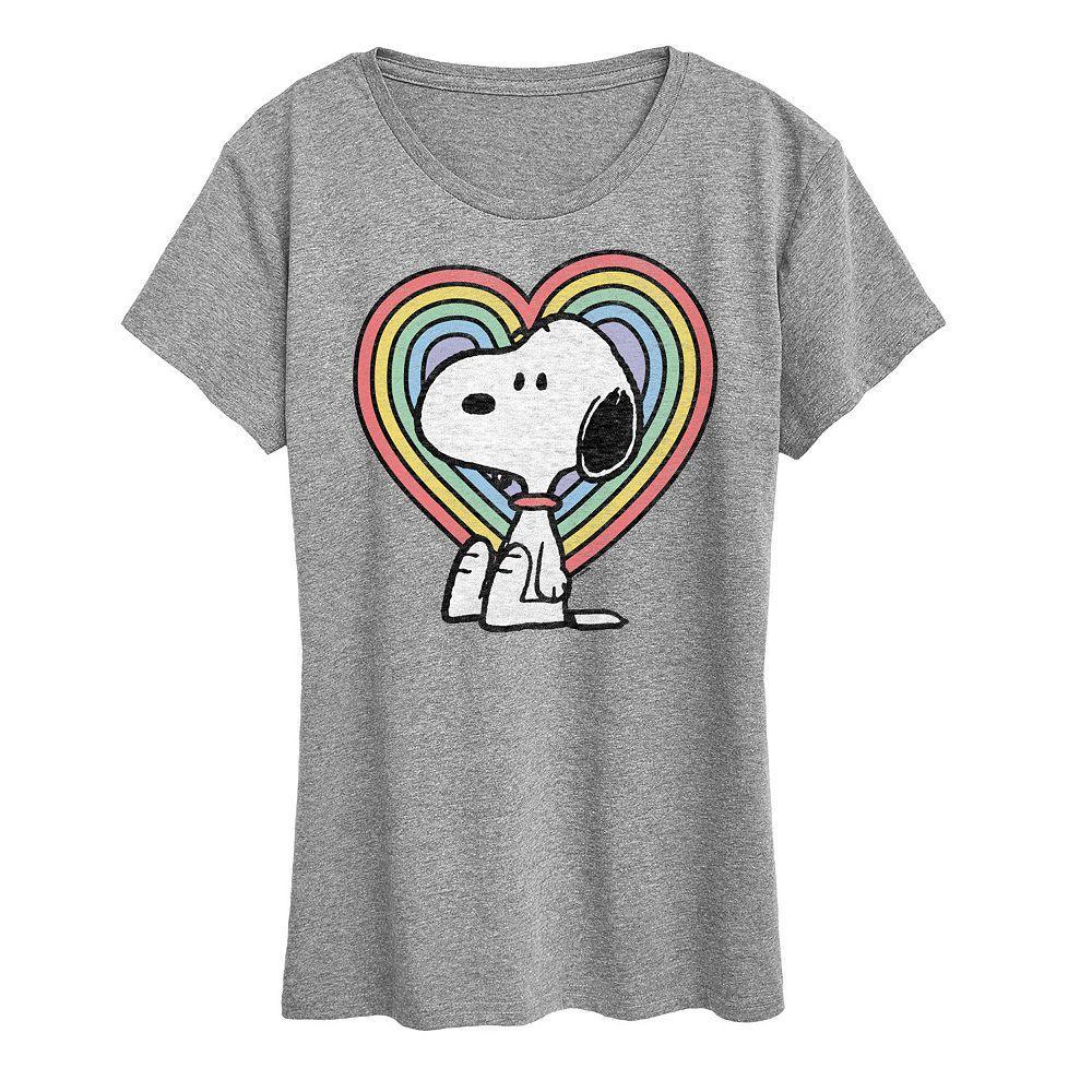 Women's Peanuts Snoopy Pastel Heart Graphic Tee, Girl's, Size: XXL, Grey Gray Product Image