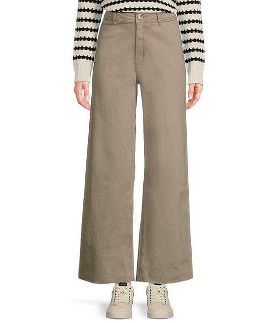 Prosperity Denim High Rise Wide Leg Raw Hem Jeans Product Image