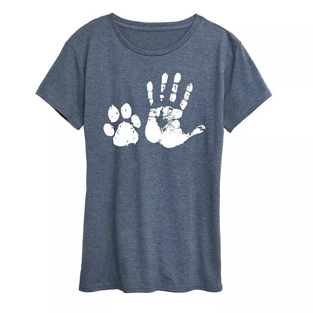 Women's Hand And Paw Print Graphic Tee, Girl's,  Product Image