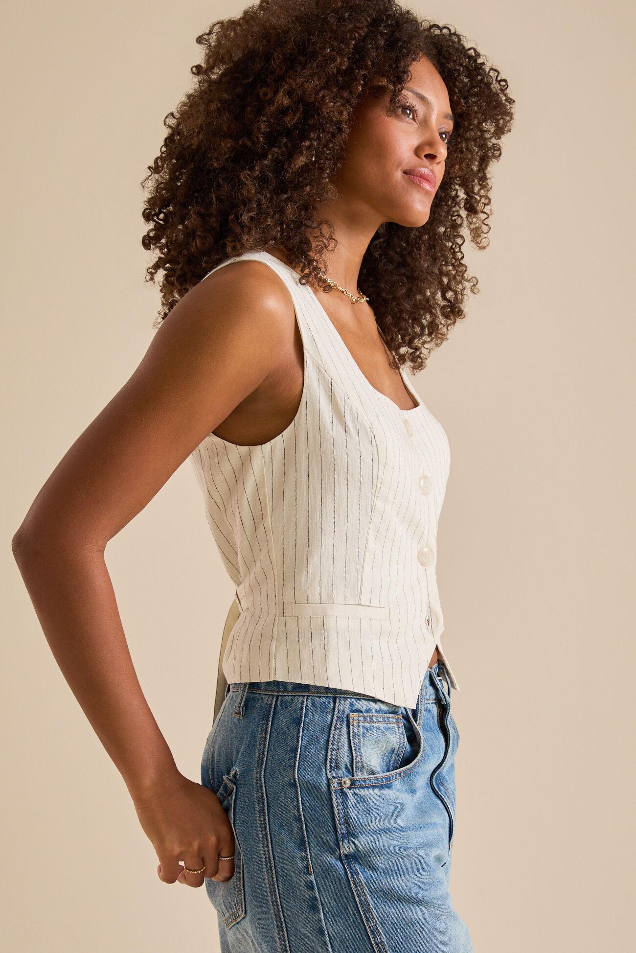 Lauren Striped Button Up Vest Product Image