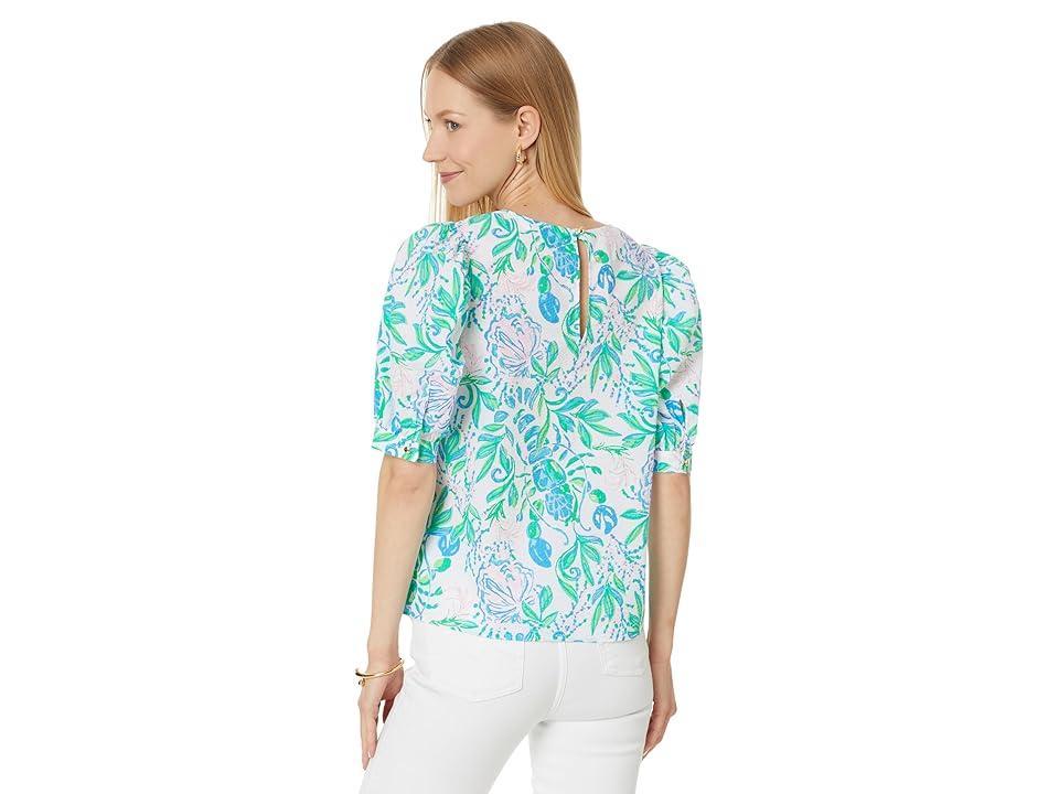 Lilly Pulitzer Masieleigh Short Sleeve Cotton Top (Resort White Just A Pinch) Women's Clothing Product Image