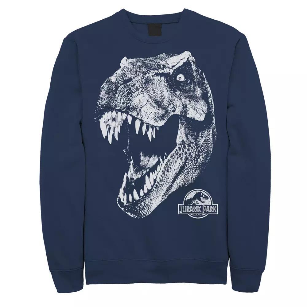 Men's Jurassic Park T-Rex White Head Roaring Fleece Graphic Pullover,  Product Image