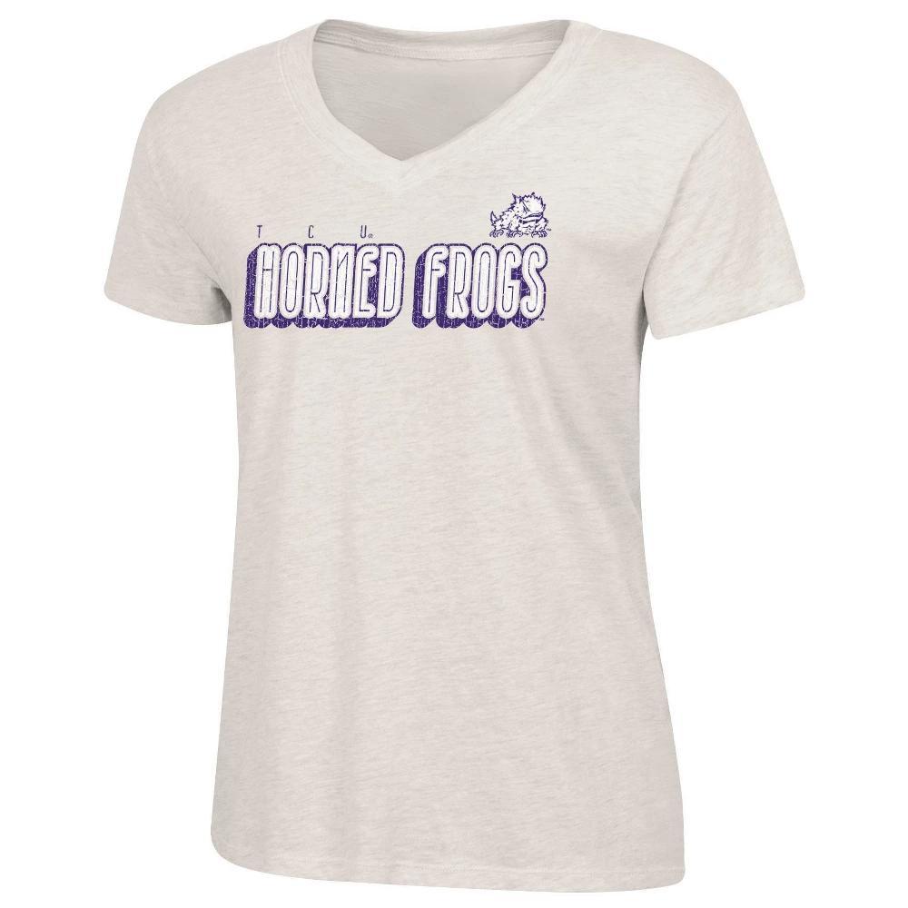 NCAA TCU Horned Frogs Womens Oatmeal V-Neck T-Shirt Product Image