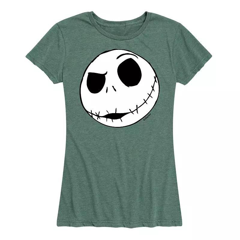 Disney's Nightmare Before Christmas Women's Jack Face Graphic Tee, Girl's, Size: Large, Light Gray Product Image