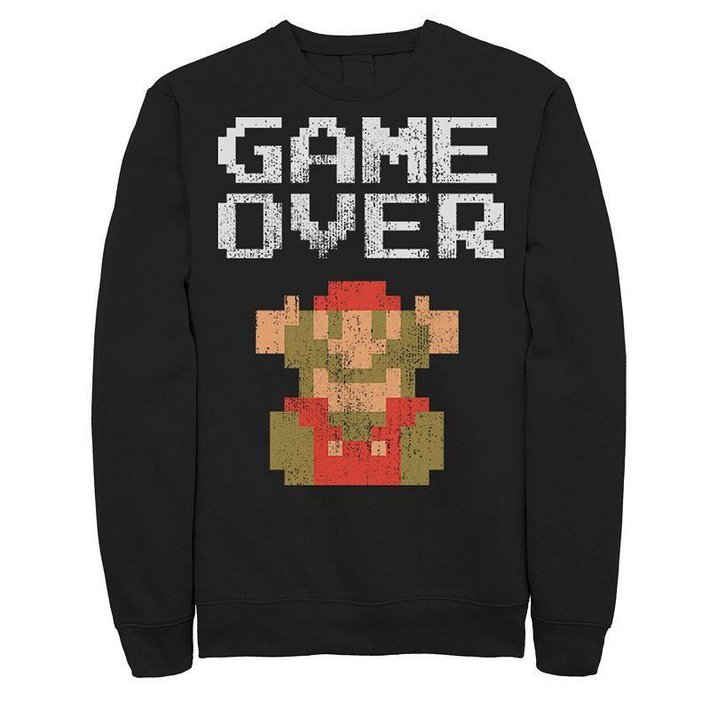 Men's Nintendo Super Mario Classic Game Over Mario Fall Sweatshirt, Size: Medium, Black Product Image