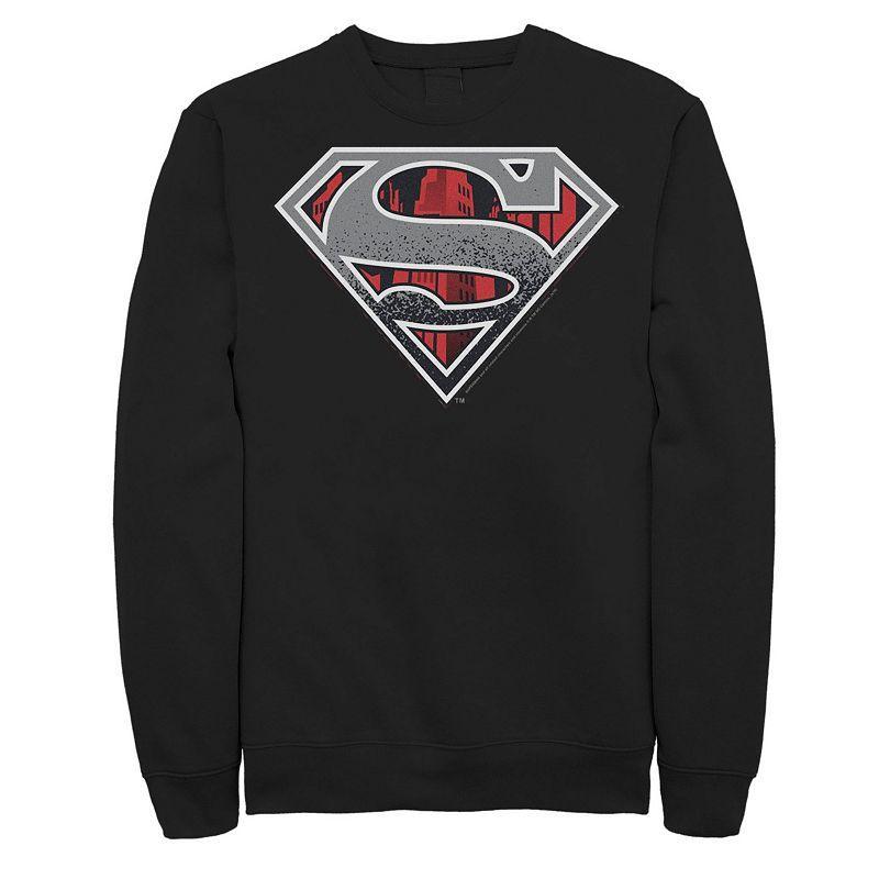 Big & Tall DC Comics Superman Skyline Chest Logo Fleece Sweatshirt, Men's, Size: 3XL Tall, Black Product Image